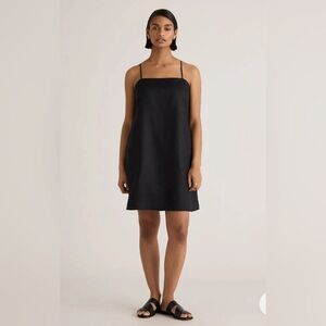 Quince Black European Linen Spaghetti Strap Mini Dress